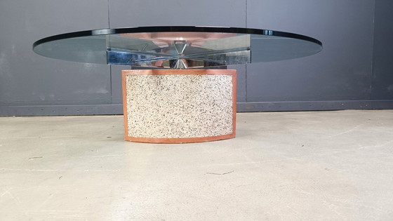 Image 1 of Mesa de centro de hormigón pintado y cristal Giorgio Saporiti de Saporiti Italia