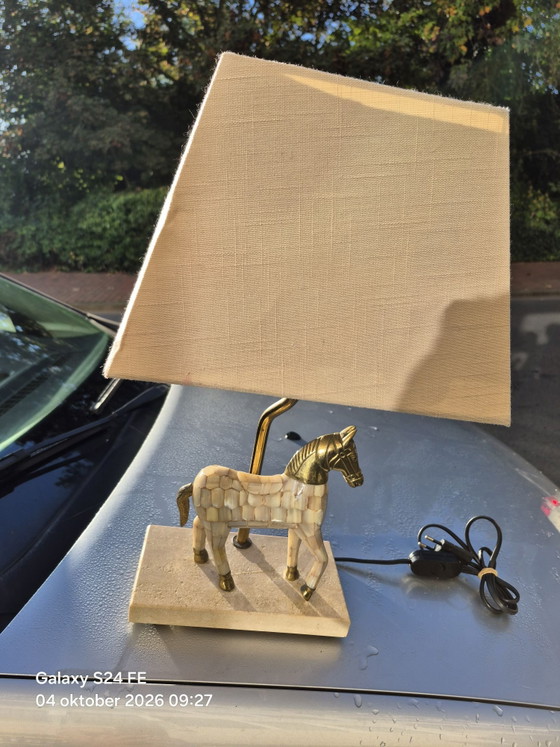 Lampada da tavolo Hollywood Regency – Lampade da tavolo, Tessile, Ottone (photo 6 of 6)
