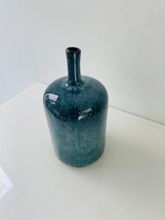 Image 1 of Vase de style scandinave, émail bleu - 23,5 cm de hauteur
