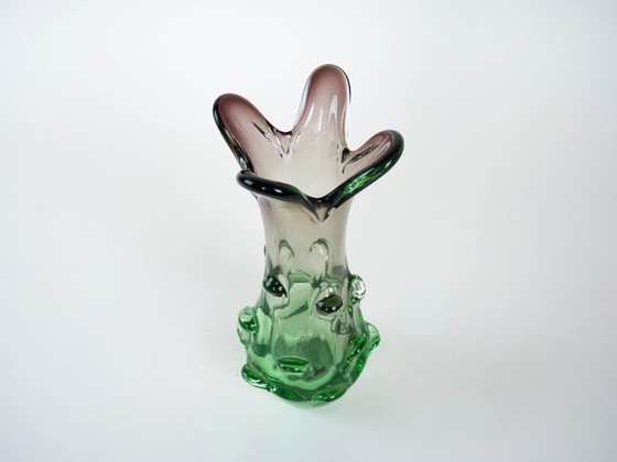Image 1 of Groene vaas, Murano glas, jaren 60, gemaakt in Italië
