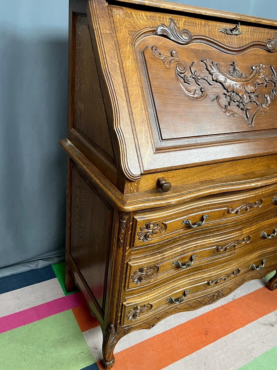 Luikse secretaire van gesneden eikenhout in Regency-stijl. – Bureau, Hollywood Regency (photo 5 of 7)