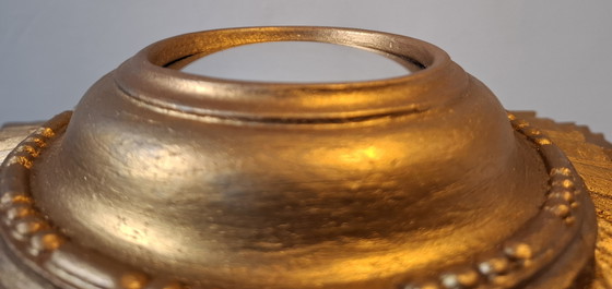 Image 1 of 46cm sun mirror in rare wood, 1950s version. Gold color.