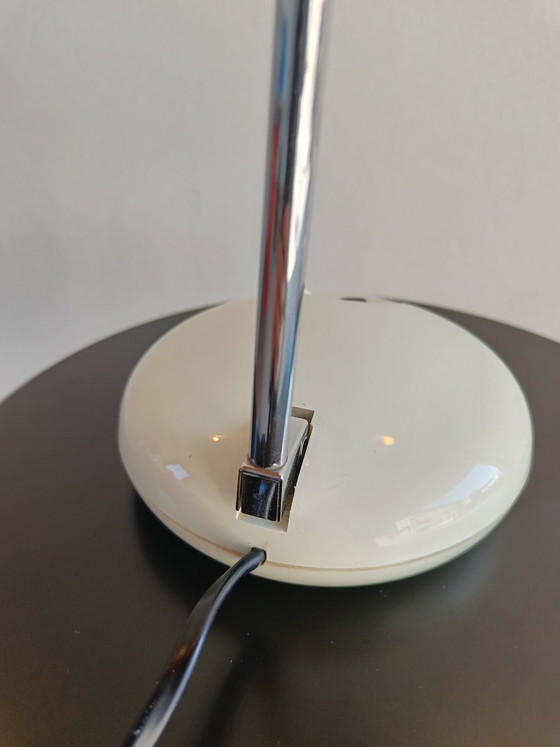 Image 1 of Lampada da tavolo vintage regolabile, in metallo color crema e cromo, anni '70-'80