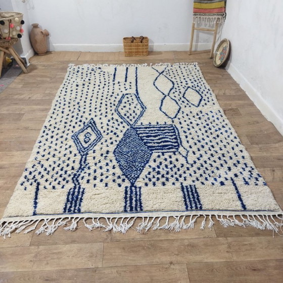 Image 1 of Abstract Blue Moroccan Berber Rug – Abstract Blue Moroccan Berber Carpet | 287 × 195 cm