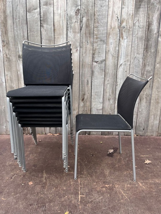 Zwitserse stoelen, Dietiker Satu (8 op voorraad), Eetkamerstoelen, Metaal, Textiel, Zwart, Design (foto 5 van 14)