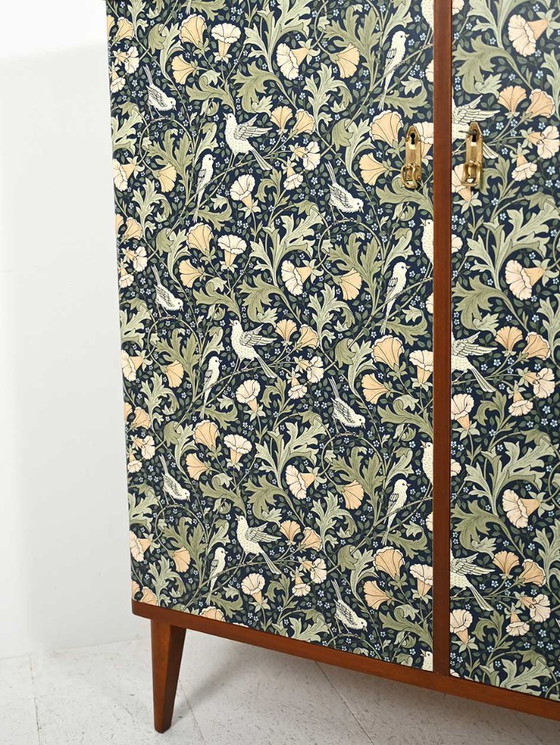 Image 1 of 1950s Scandinavian wallpapered cabinet
