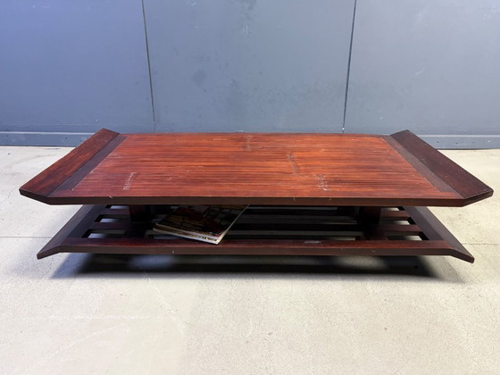 Two-Tiered Pagoda Wabi Sabi Style Coffee Table in Wood and Bamboo 1970s (photo 10 of 10)