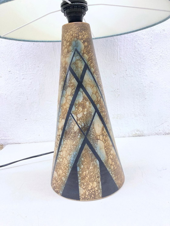 Image 1 of Large table lamp with conical ceramic base, studio ceramics, 70s/80s design