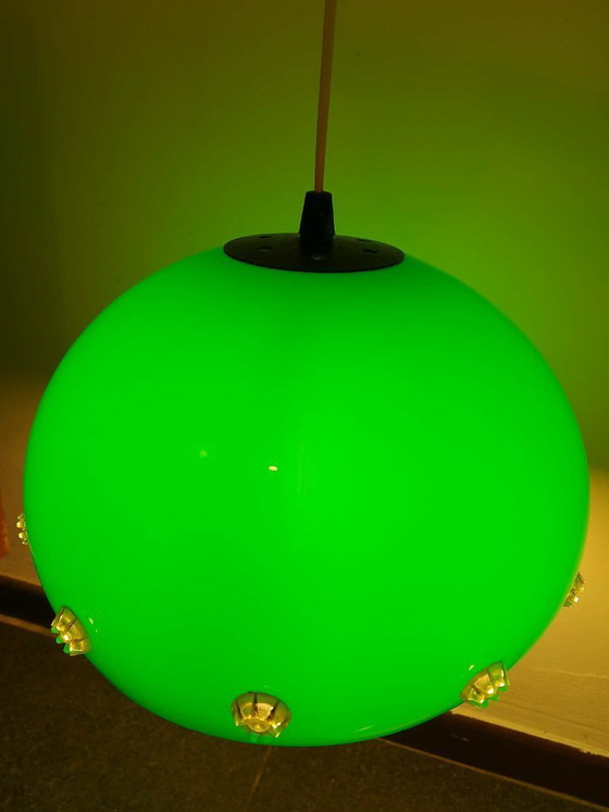 Image 1 of Lampada a sospensione verde in stile Space Age, lampada a forma di UFO, anni '70