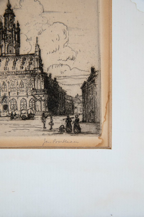Image 1 of Jan Poortenaar – Historischer Rathausplatz – Radierung – signiert
