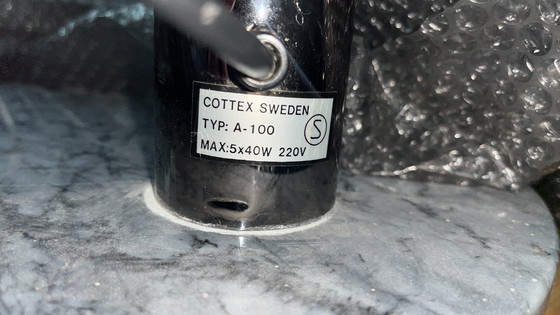 Image 1 of Vintage Cottex A-100 "Waterfall" Standerlampe – Mørk krom & Marmor (70'erne)