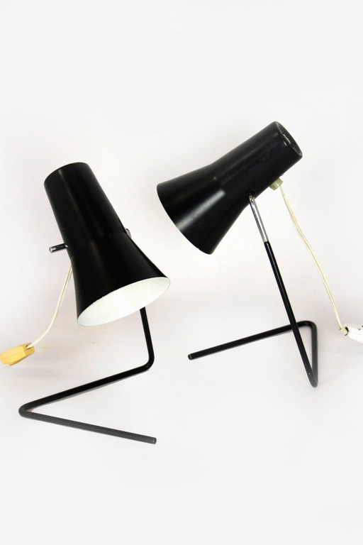Schwarze Tischleuchten von Josef Hurka für Drupol, 1960er Jahre, 2er-Set