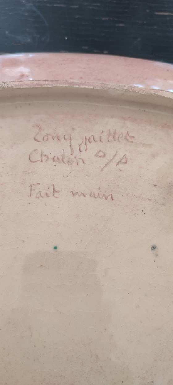 Image 1 of Grote geglazuurde aardewerken schaal, gesigneerd door Tony Jaillet, jaren 1950-1960.