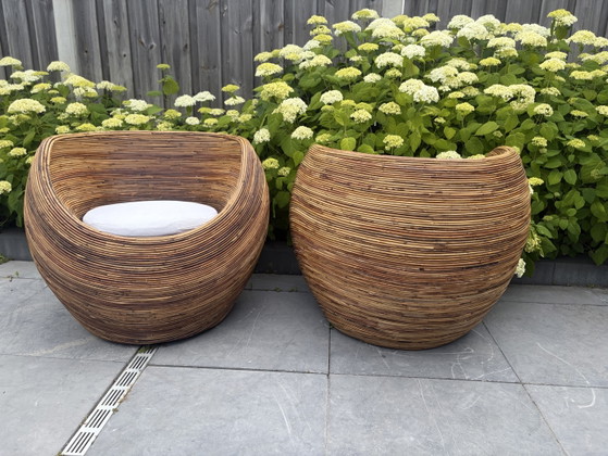Image 1 of 2 vintage rattan armchairs Midcentury Gabriella Crespi