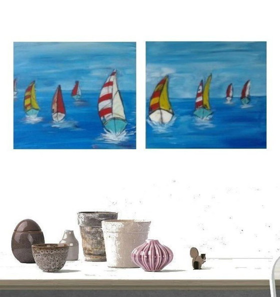 Image 1 of 2 paintings "sailing"