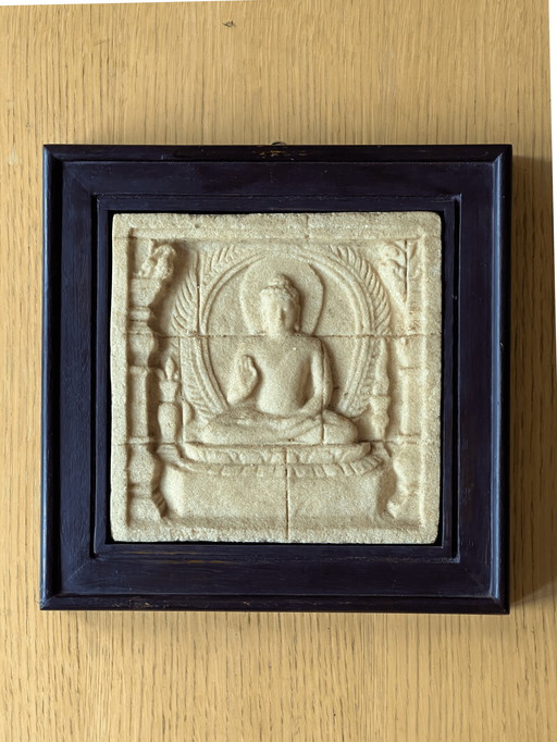 Vintage Handmade Buddha Steinrelief aus Indonesien