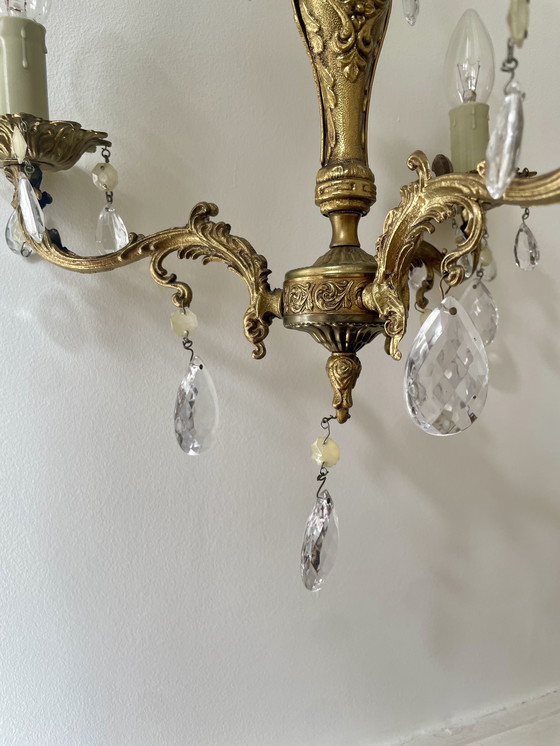 Image 1 of Lampadario a 3 bracci con nappe in ottone