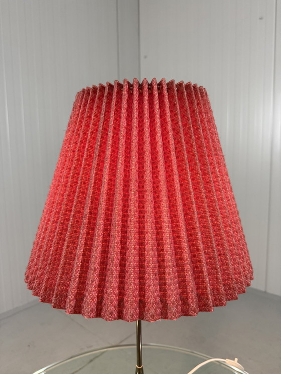 Image 1 of Brass Table Lamp With Pleated Shade 1950's