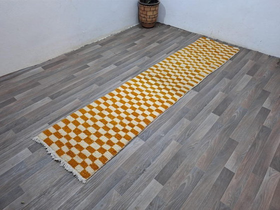 Alfombra de Lana Auténtica Tradicional Hecha a Mano Naranja y Blanca 75/300 Cm – Aime Té, Wool (photo 3 of 6)