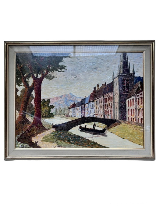 Peinture à l'huile sur toile de G. Beretta de 1958