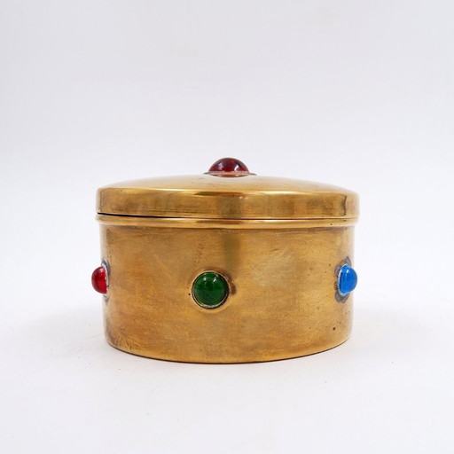 Vintage-Schmuckschatulle/Aufbewahrungsbox aus Metall mit Deckel