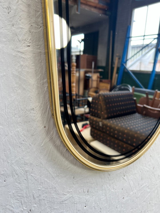 Image 1 of Specchio vintage con bordo dorato, anni '60