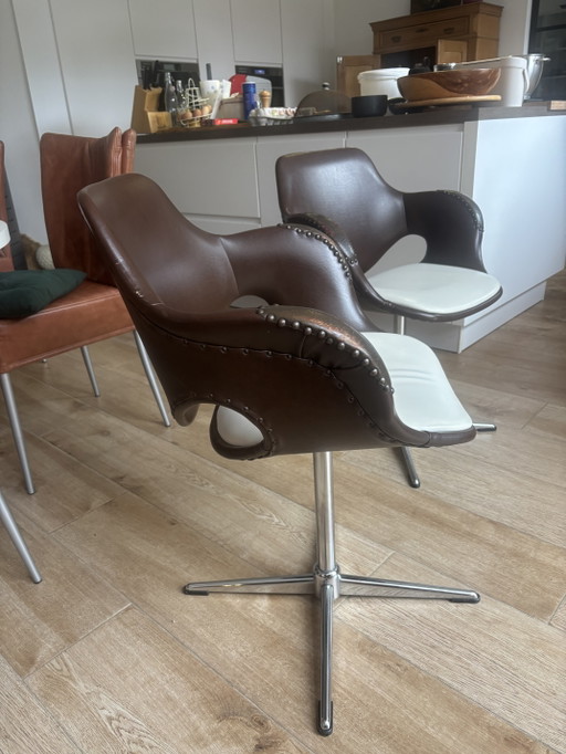 2 chaises de tabac – draaistoelen, Metal, Chrome