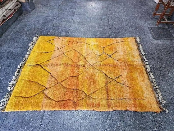 Grande tappeto berbero marocchino 300 × 200 cm – giallo ocra, motivo geometrico – Tappeti, Lana, Cotone (photo 3 of 9)