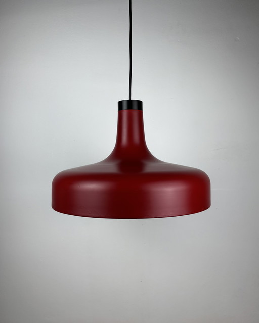 Staff Leuchten Arnold Berges, Vintage Pendant lamp, Matte Red metal lamp, Space Age, Mid Century, 1970s, Industrial Germany