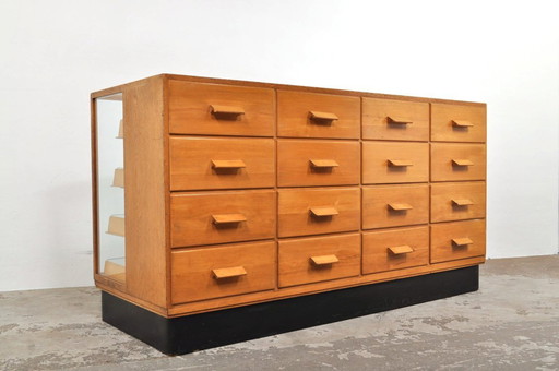 Vintage Winkelvitrine / toonbank in eik en beuken, 1930s