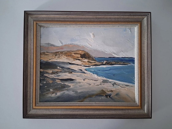 Image 1 of Dipinto ad olio ORIGINALE su cartone con cornice | Paesaggio costiero/Paesaggio marino | Firmato