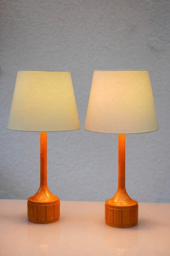 Image 1 of Scandinavian oak table lamps from Elpe, set of 2
