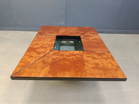 Image 1 of Vintage burl wood hidden bar coffee table, 1970s