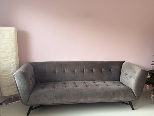 Beautiful velvet 3-seater sofa and footstool from Wulf Wonen