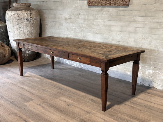 Image 1 of Table de campagne - 249 x 98 cm avec 2 tiroirs