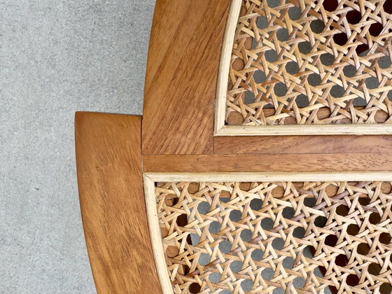 Tavolino da caffè di design Mid-century in legno e vimini – Anni '60 – Tavolini da caffè, Rattan (photo 8 of 22)