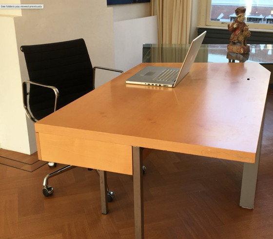 Image 1 of Light wood desk or side table with one drawer