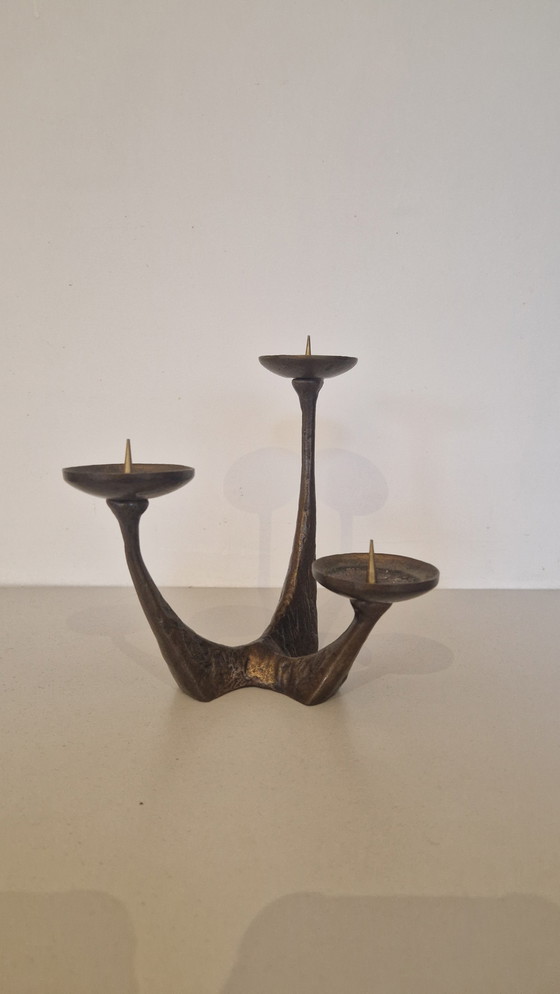 Image 1 of Candeliere brutalista in bronzo 1970