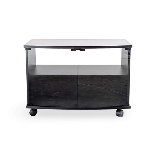 Vintage TV-Lowboard Kommode schwarz auf Rollen Design Sideboard