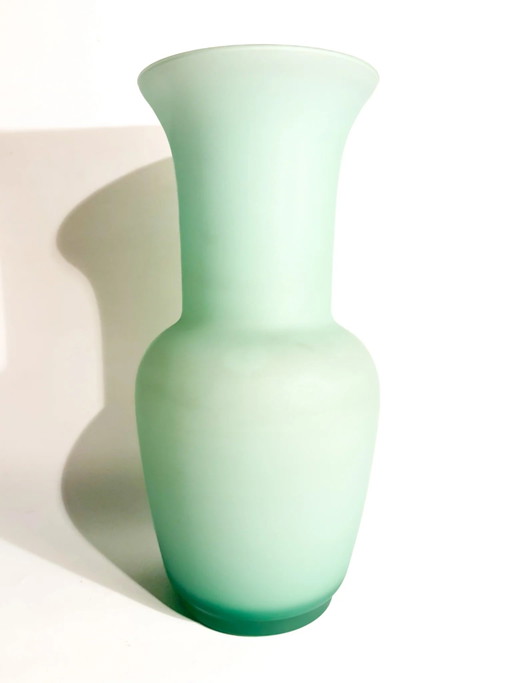 1980s Opalescent Aqua Green Cased Murano Glass Vase – vazen