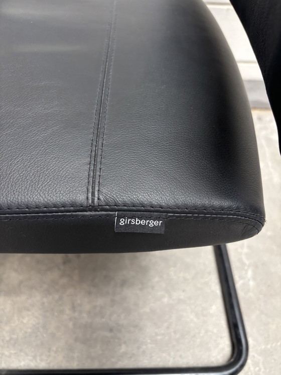 Set van 6 Girsberger Diagon vergaderstoelen – Burkhard Vogtherr – zwart leer – Leather, Metal (photo 6 of 7)