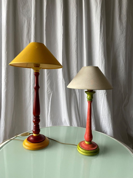 Lampade rustiche vintage in legno tornito