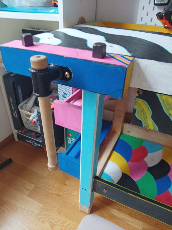 Hand Painted Crafting Bench – Paintings & Drawings, Wood (photo 7 of 8)