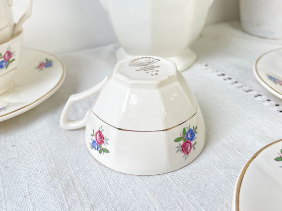 Image 1 of Service à Thé Vintage en Porcelaine Fleurie Digoin Sarreguemines
