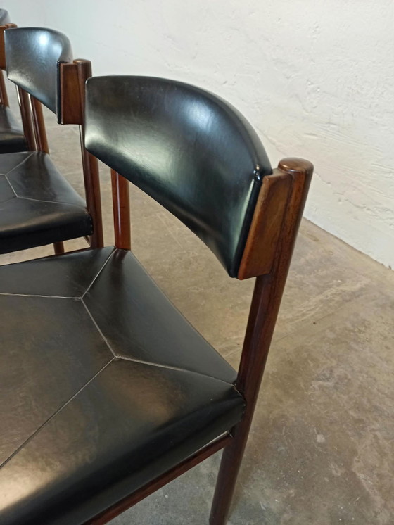 Lot de 4 chaises de salle à manger mid-century, Skaï, Bois, Noir (photo 10 sur 15)