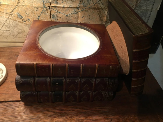 Stacked book ice bucket made of wood and leather – Bowls, Vintage (photo 10 of 13)