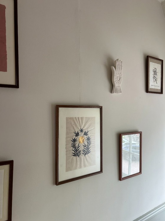 Image 1 of Handmade Boho Wall Art | Birds & Golden Sun | Botanical Illustration A4