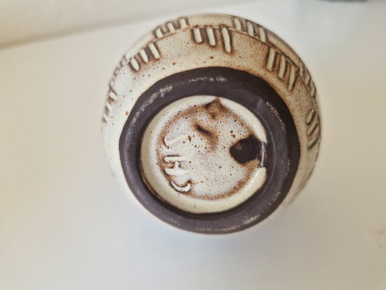 Image 1 of Vintage handgemaakte keramische vaas/soliflore – brutalistische stijl
