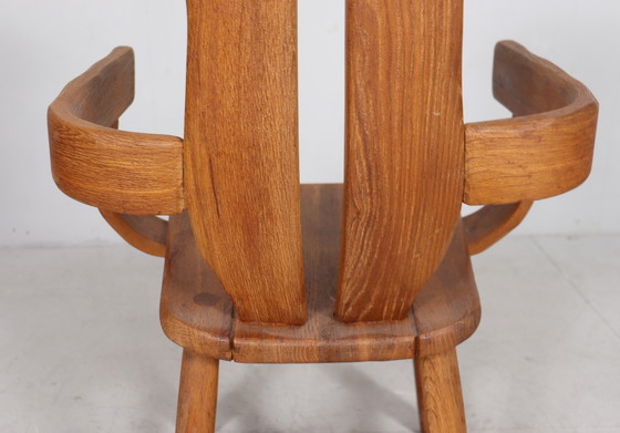 Image 1 of Set di 6 sedie da pranzo brutaliste di De Puydt, rovere, Belgio, anni '70