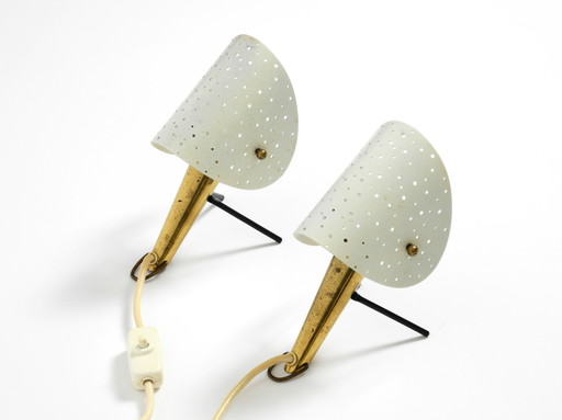 Pair of Beautiful Mid-Century Modern Metal Brass Table and Wall Lamps by Ernest Igl for Hillebrand